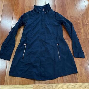 Ted Baker Dark Blue Waist Draw String Trench Coat size 0